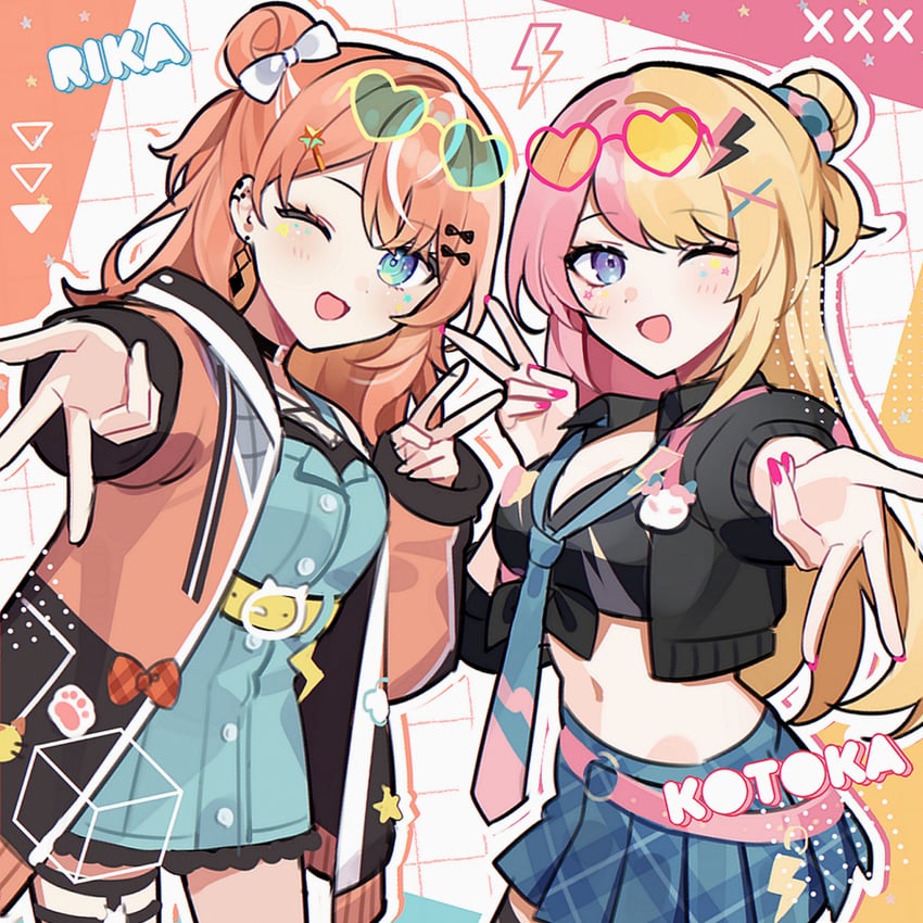 igarashi rika and kotoka torahime (nijisanji and 1 more) drawn by waka_(wk4444)