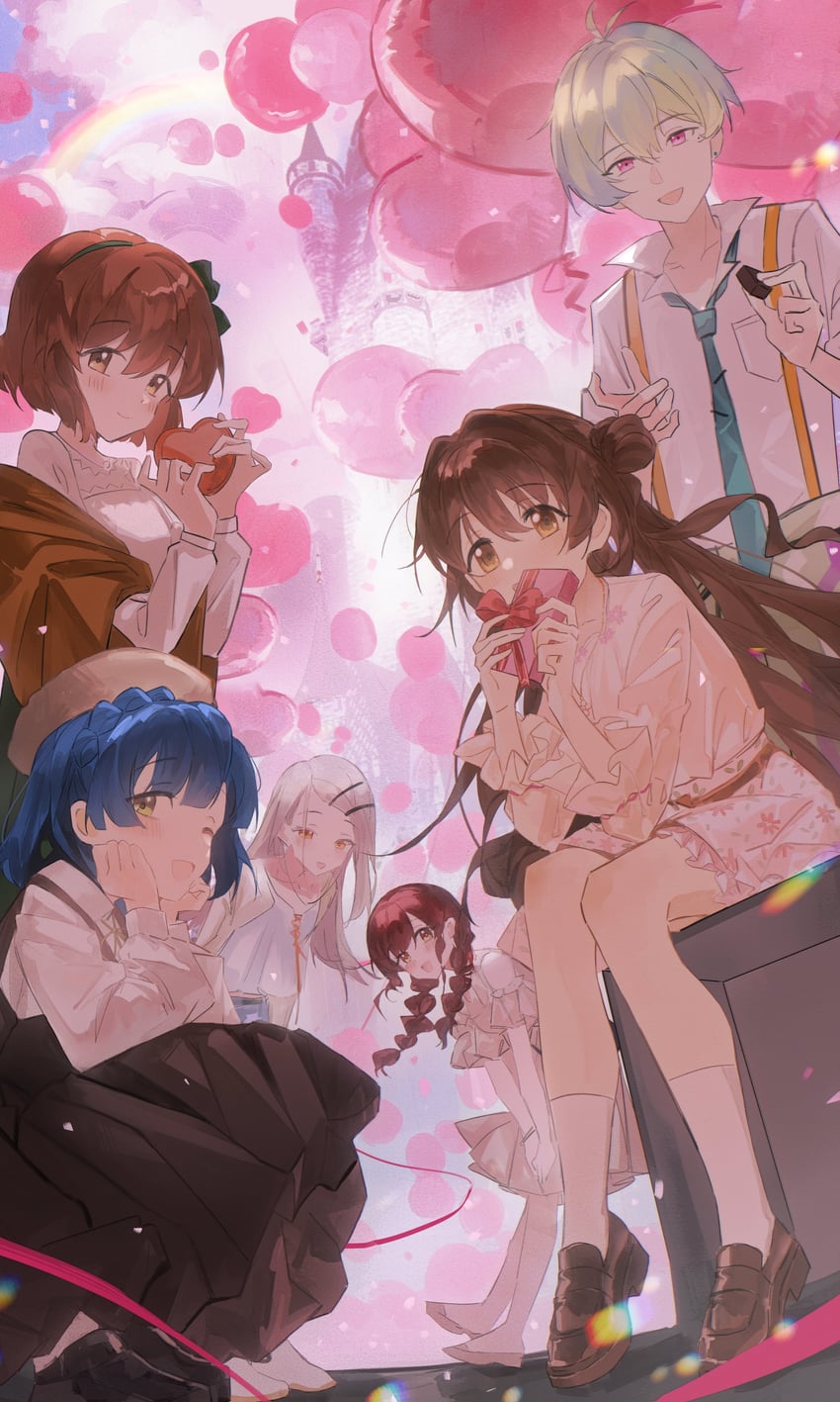 shimamura uzuki, hagiwara yukiho, shinosawa hiro, osaki amana, nanao yuriko, and 1 more (idolmaster and 5 more) drawn by axleaki