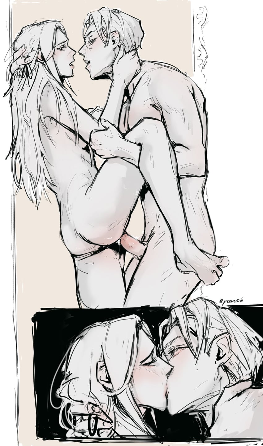 edelgard von hresvelg and dimitri alexandre blaiddyd (fire emblem and 1 more) drawn by peevet