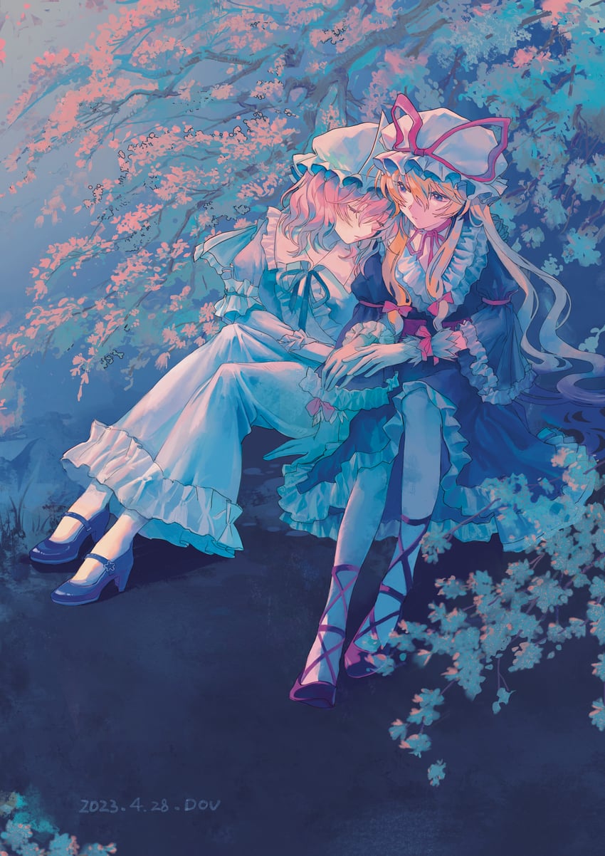 yakumo yukari and saigyouji yuyuko (touhou) drawn by xianyu_liang