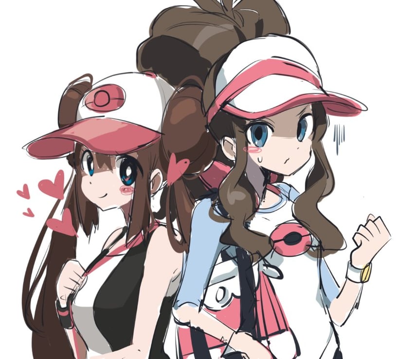 rosa and hilda (pokemon and 2 more) drawn by qnqn_1020