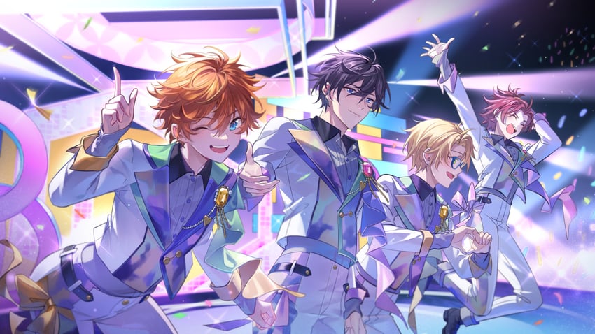 isara mao, akehoshi subaru, yuuki makoto, and hidaka hokuto (ensemble stars!) drawn by kongzao