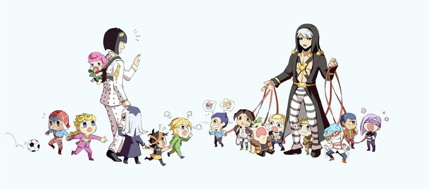 giorno giovanna, bruno bucciarati, guido mista, narancia ghirga, pannacotta fugo, and 11 more (jojo no kimyou na bouken and 1 more) drawn by norue