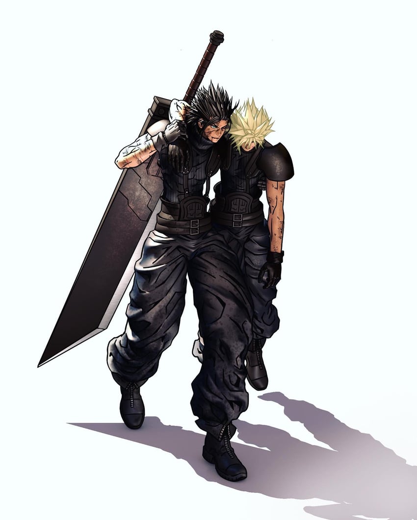 cloud strife and zack fair (final fantasy and 2 more) drawn by ldawb