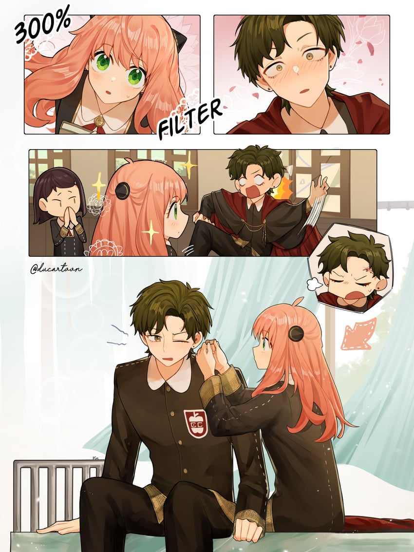 anya, damian desmond, and becky blackbell (spy x family) drawn by ducartoon