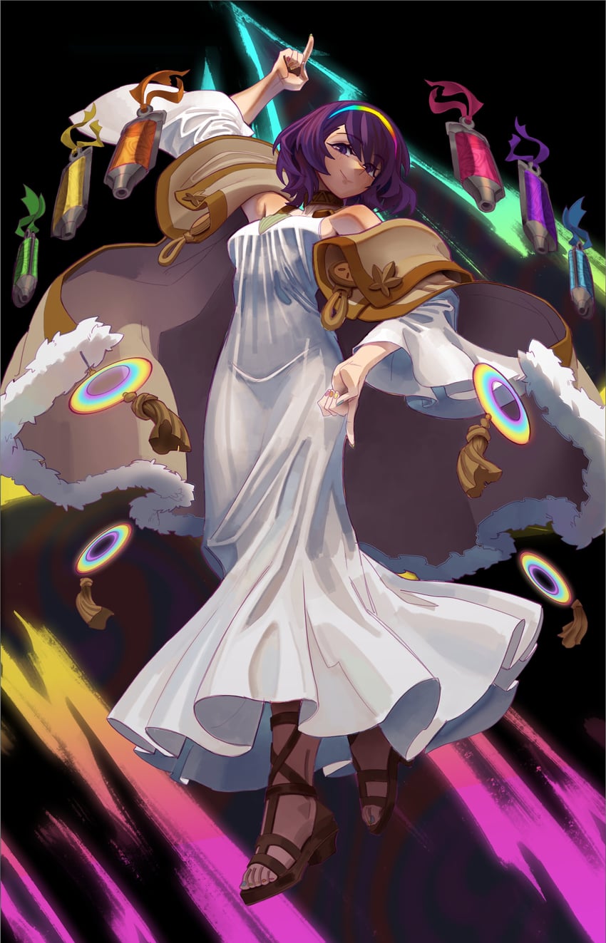 tenkyuu chimata and the weather painter rainbow (touhou and 1 more) drawn by nezo