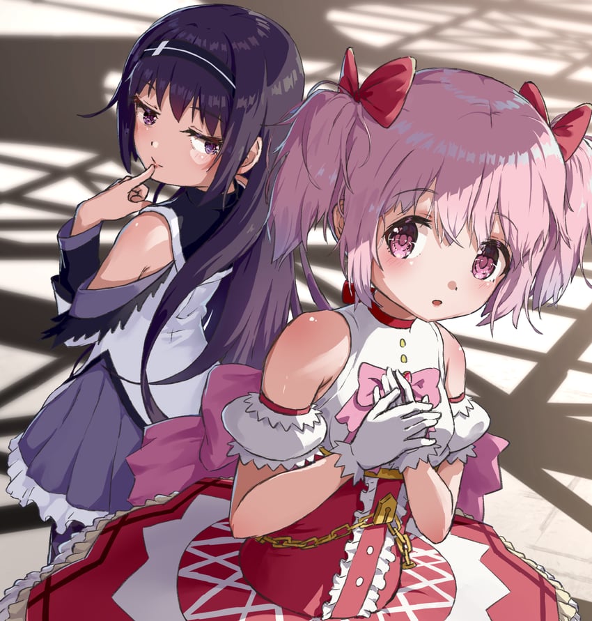 akemi homura and kaname madoka (mahou shoujo madoka magica and 1 more) drawn by puella_anko