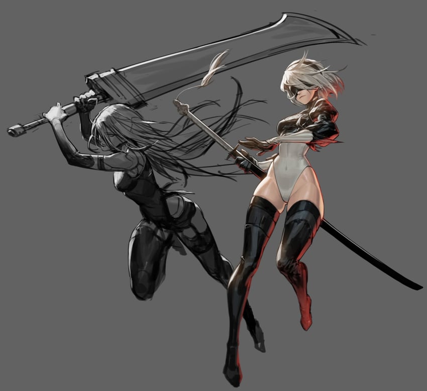 2b and a2 (nier and 1 more) drawn by haje