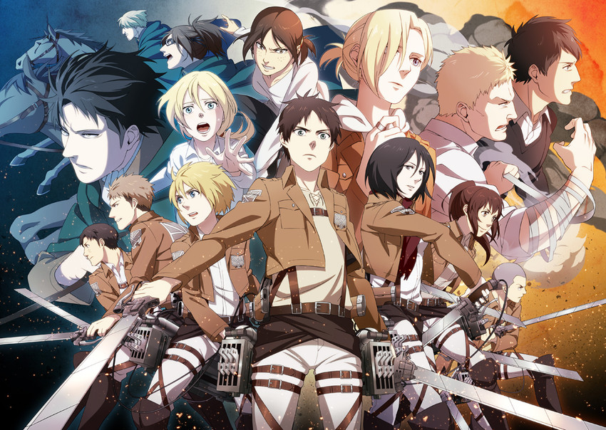 mikasa ackerman, levi, ymir, reiner braun, armin arlert, and 7 more (shingeki no kyojin) drawn by natuichi-7212