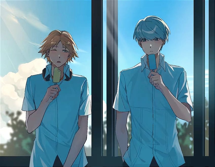 narukami yu and hanamura yousuke (persona and 1 more) drawn by vodo0711