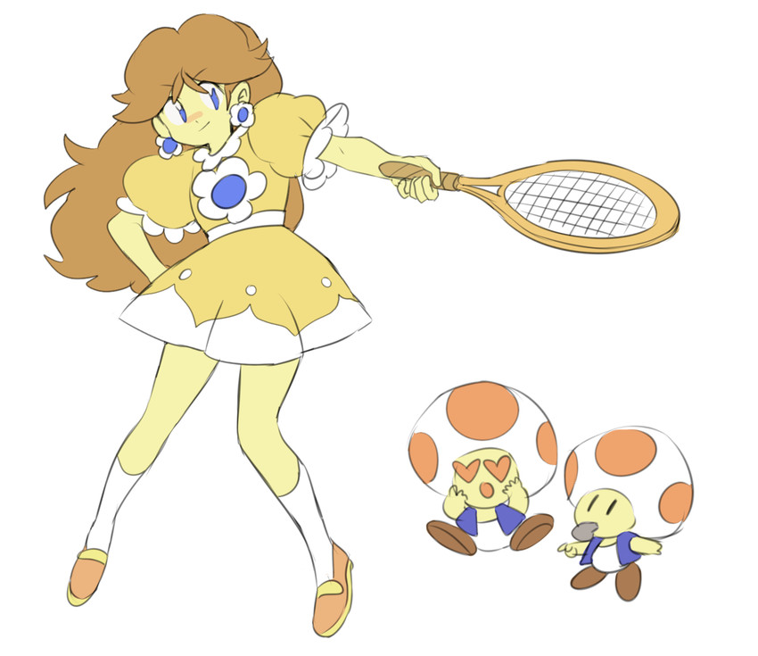 princess daisy, toad, and red toad (mario and 1 more) drawn by jeto_(jetopyon)