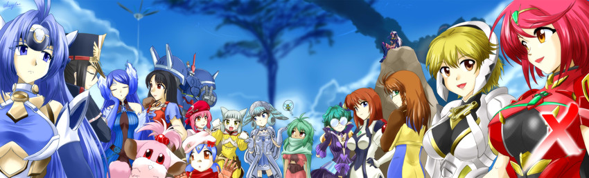 pyra, kos-mos, morag ladair, poppi, fiora, and 15 more (xenoblade chronicles and 4 more) drawn by negimura_kisara