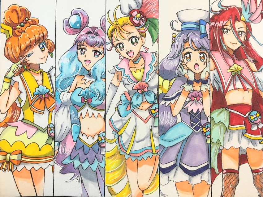 laura la mer, natsuumi manatsu, suzumura sango, takizawa asuka, ichinose minori, and 5 more (precure and 1 more) drawn by kinki-kids