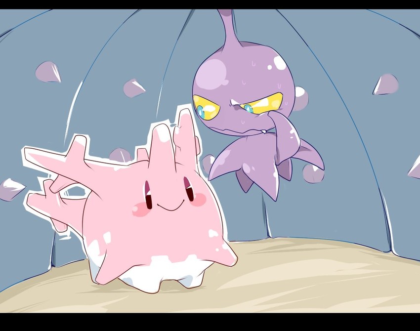 corsola and toxapex (pokemon) drawn by shishiko_(dlion0000)