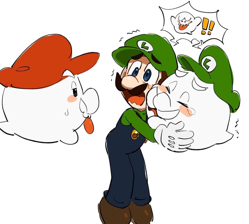 mario, luigi, boo, boo mario, and boo luigi (mario and 1 more) drawn by mimimi_(mimimim9999)
