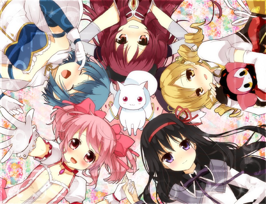 akemi homura, kaname madoka, miki sayaka, sakura kyoko, tomoe mami, and 2 more (mahou shoujo madoka magica) drawn by kurot