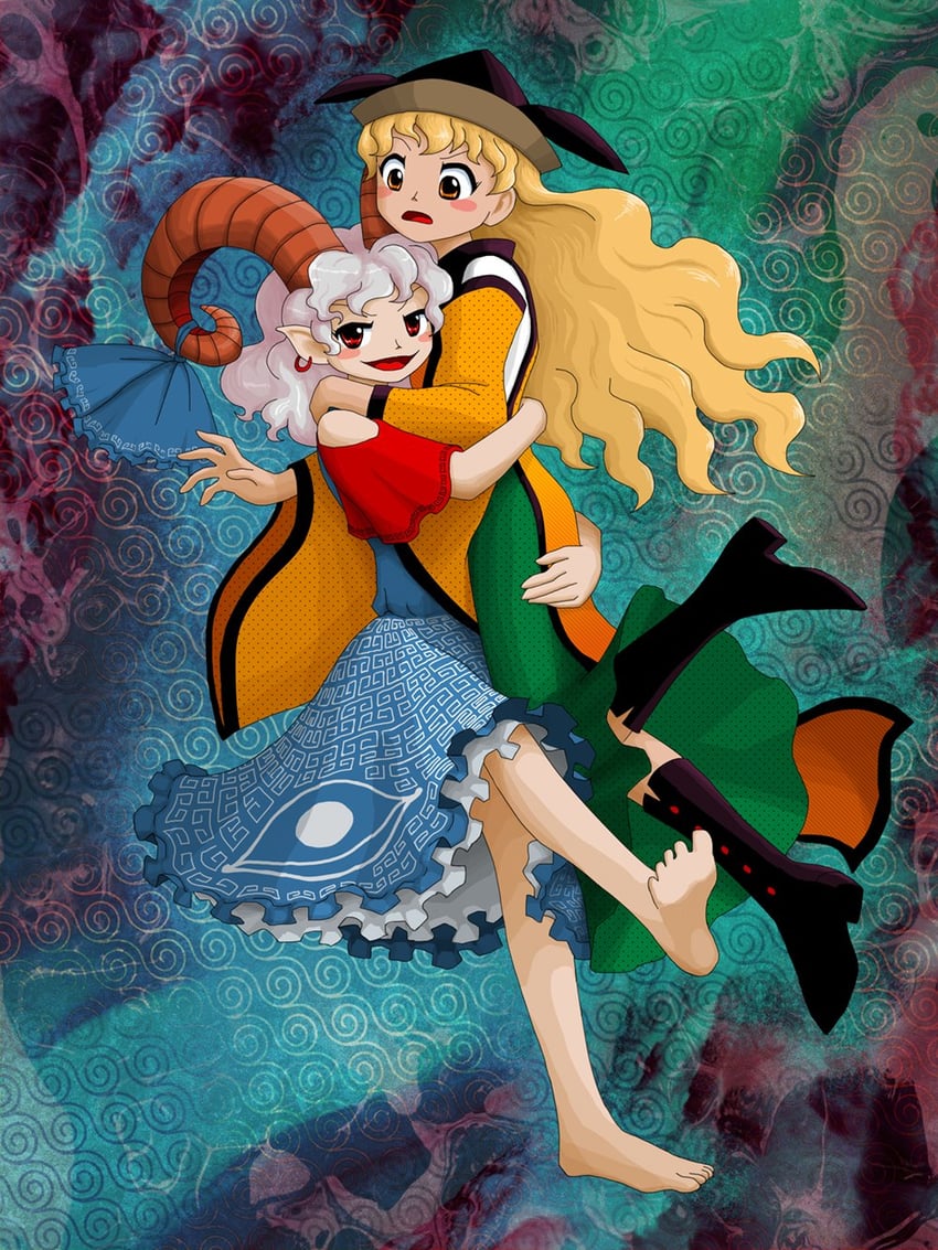 matara okina and toutetsu yuuma (touhou) drawn by rin_(ratr0city)
