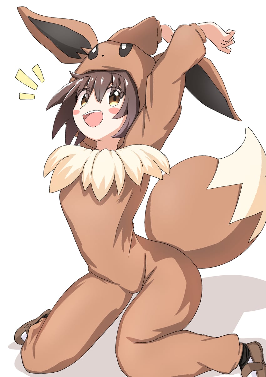 eevee and poke kid (pokemon and 1 more) drawn by isgod
