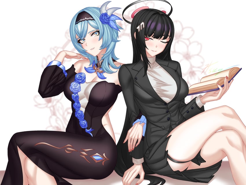 rio and eula (blue archive and 1 more) drawn by hisnameissky