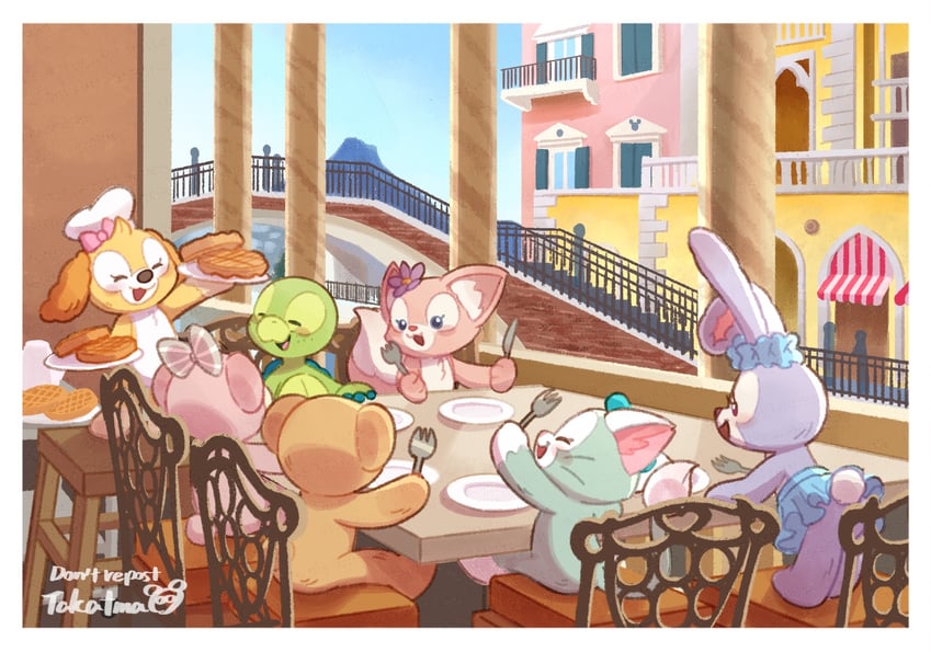 duffy the disney bear, shelliemay, gelatoni, stellalou, linabell, and 2 more (disneyland and 1 more) drawn by takatmaorange