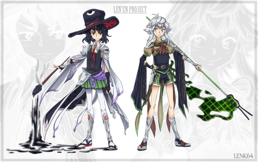 enraku tsubakura and houlen yabusame (len'en) drawn by lenk64
