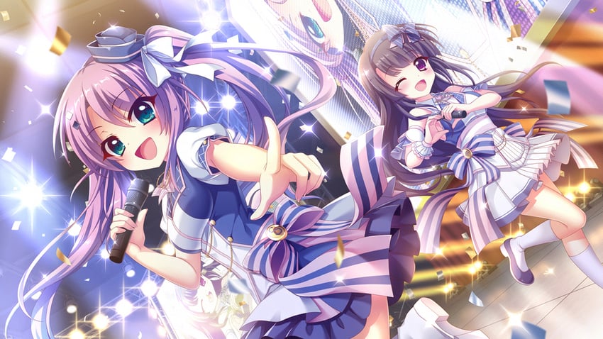 tsukisaka sayu and ichikishima mizuha (re:stage!) drawn by izumi_tsubasu