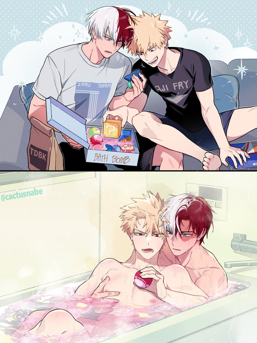 bakugou katsuki and todoroki shoto (boku no hero academia and 1 more) drawn by cactusnabe
