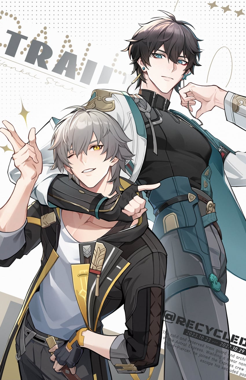 trailblazer, caelus, and dan heng (honkai and 1 more) drawn by recycled