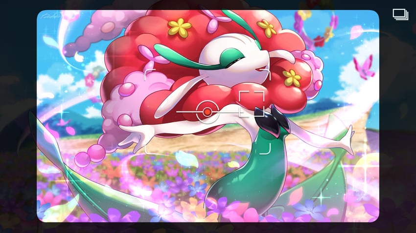 comfey, vivillon, and florges (pokemon and 1 more) drawn by iria_(yumeirokingyo)