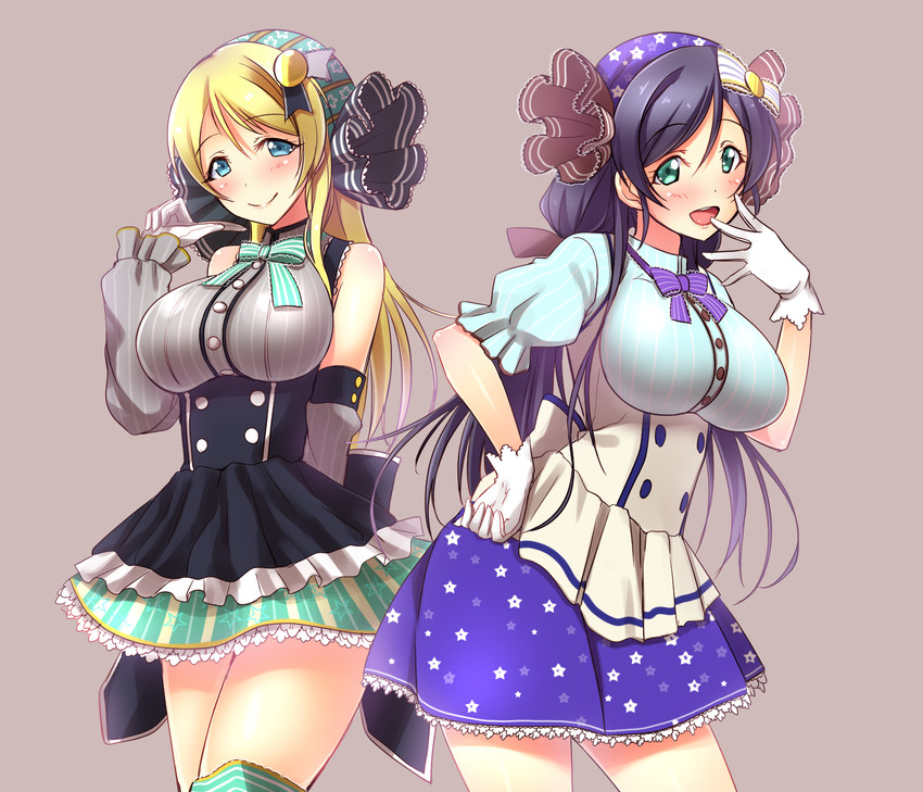 tojo nozomi and ayase eli (love live! and 2 more) drawn by yu-ta