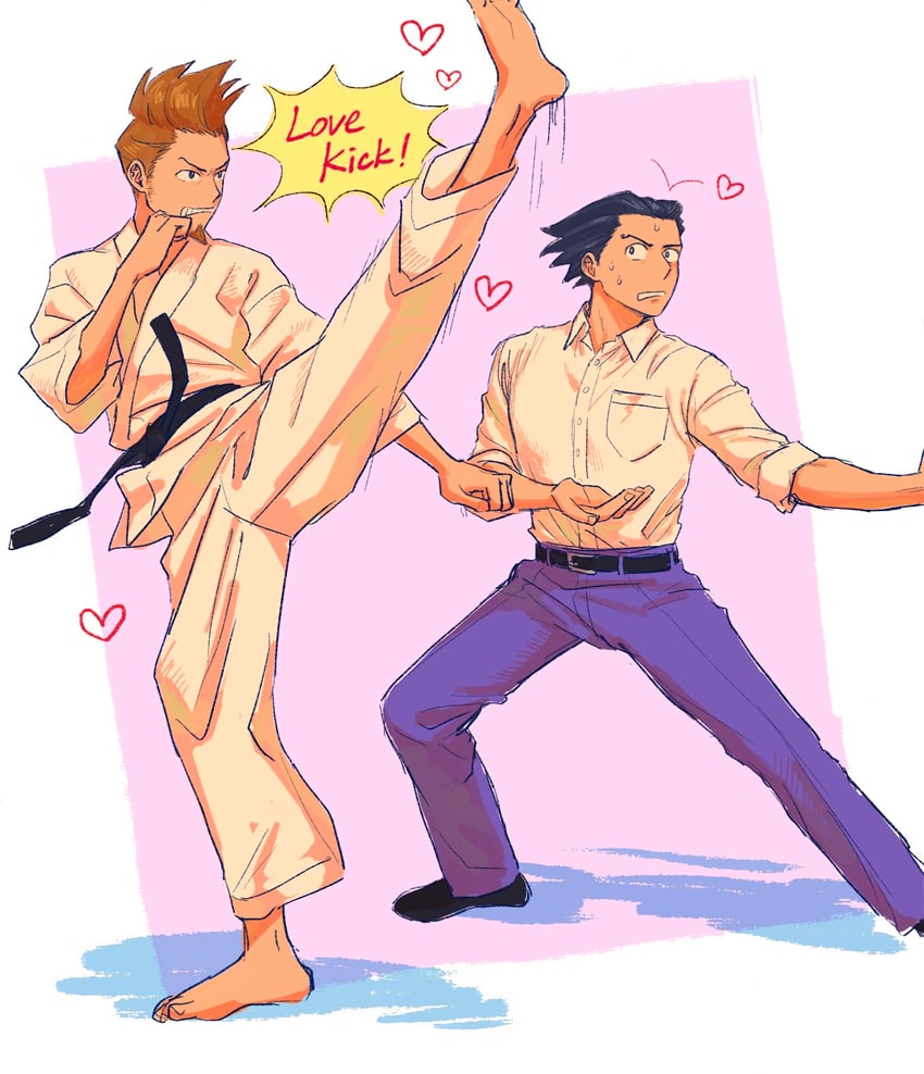 phoenix wright and larry butz (ace attorney) drawn by renshu_usodayo