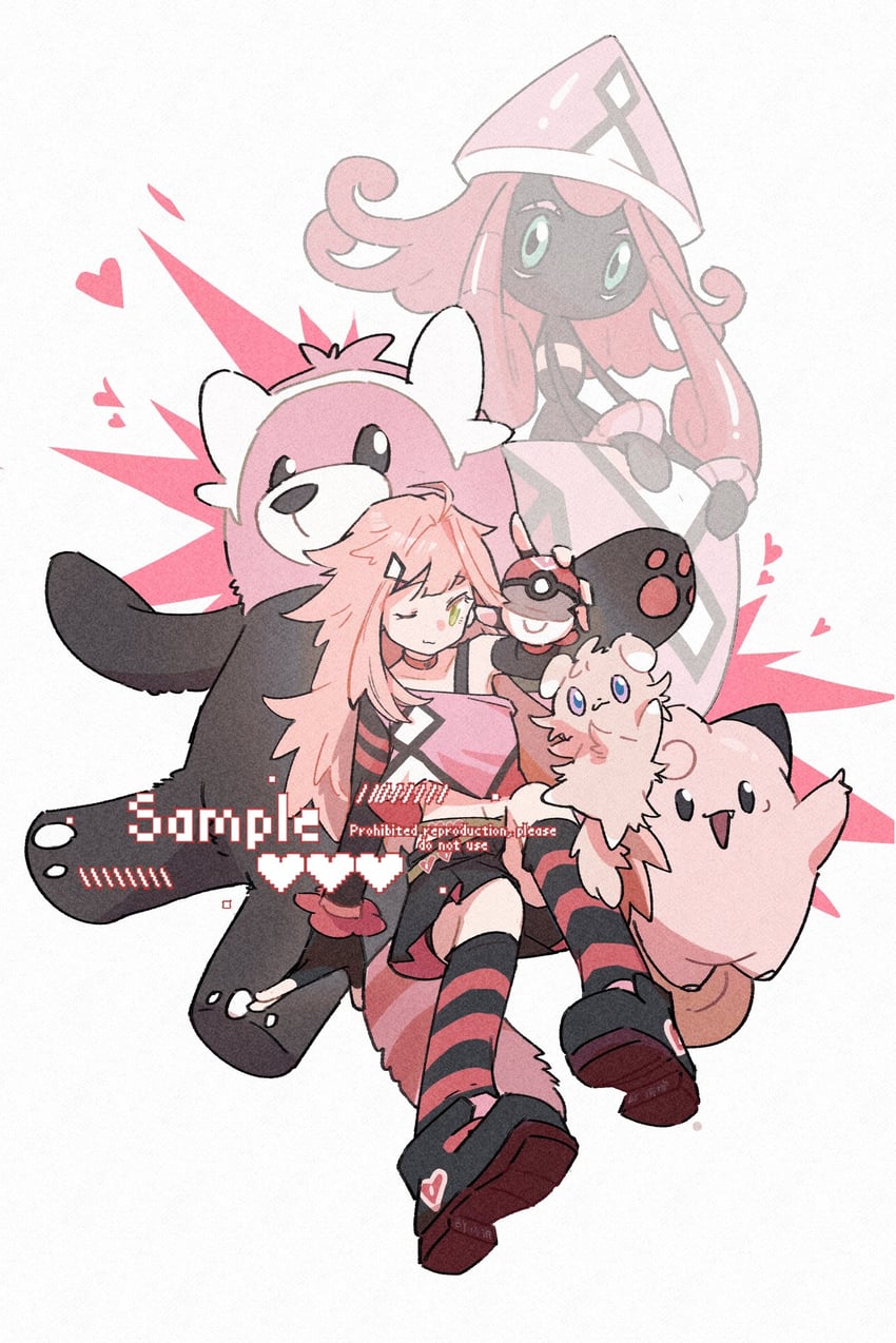 clefairy, espurr, bewear, and tapu lele (pokemon) drawn by robinlovesop