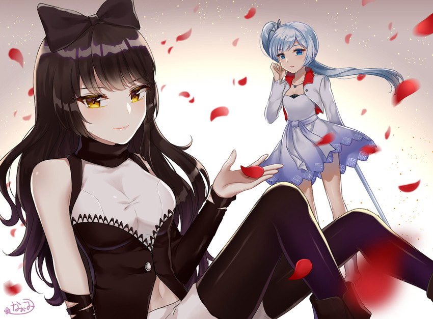 weiss schnee and blake belladonna (rwby) drawn by naomi_(fantasia)