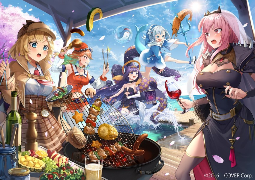 gawr gura, mori calliope, ninomae ina'nis, takanashi kiara, watson amelia, and 1 more (hololive and 1 more) drawn by kito_koruta