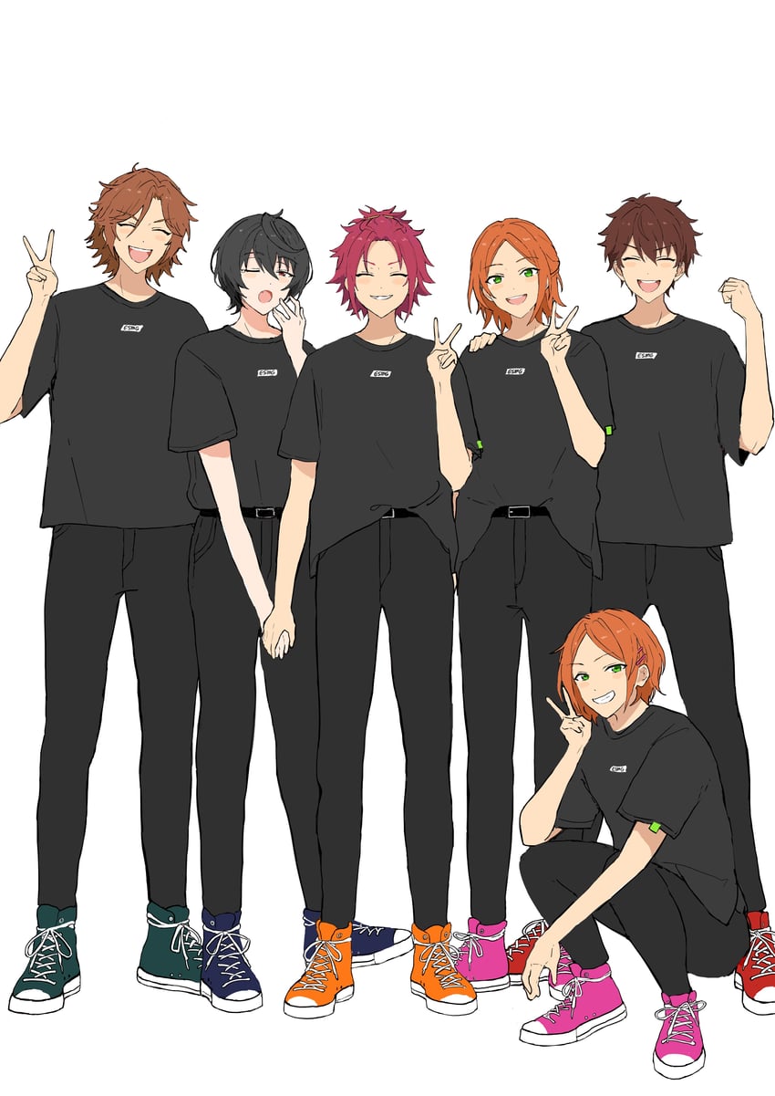 sakuma ritsu, morisawa chiaki, isara mao, mikejima madara, aoi hinata, and 1 more (ensemble stars!) drawn by damatohi