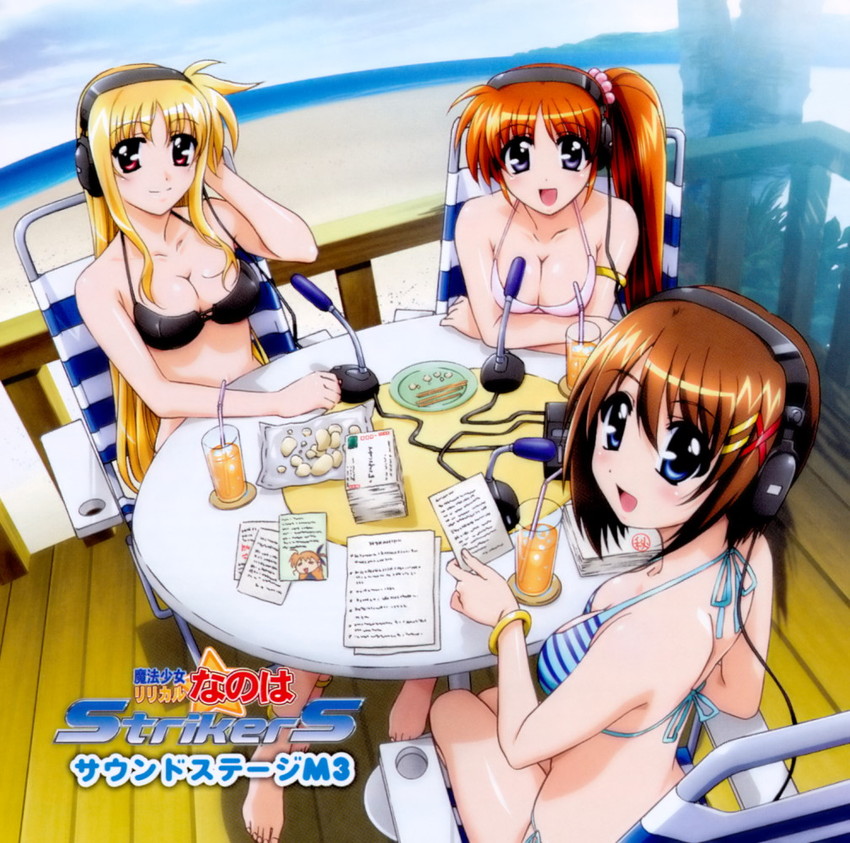 fate testarossa, takamachi nanoha, and yagami hayate (lyrical nanoha and 1 more) drawn by okuda_yasuhiro