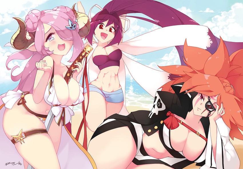 narmaya, baiken, and yuzuriha (granblue fantasy and 3 more) drawn by rtil