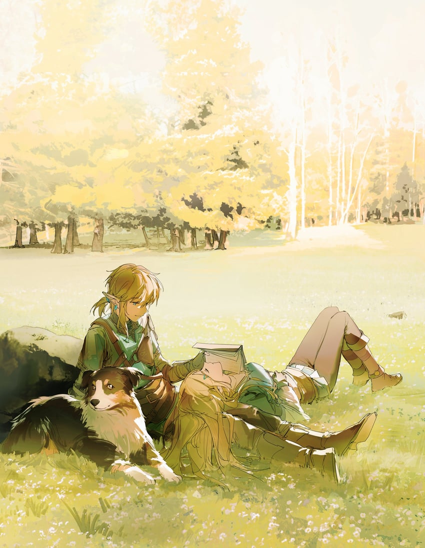 link and princess zelda (the legend of zelda and 1 more) drawn by yuno_11_02