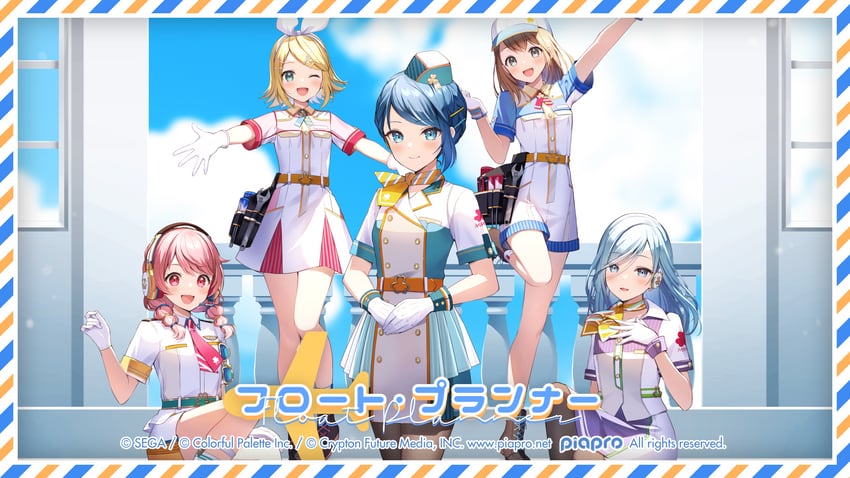 kagamine rin, hanasato minori, kiritani haruka, momoi airi, hinomori shizuku, and 1 more (vocaloid and 2 more) drawn by momoshiki_tsubaki