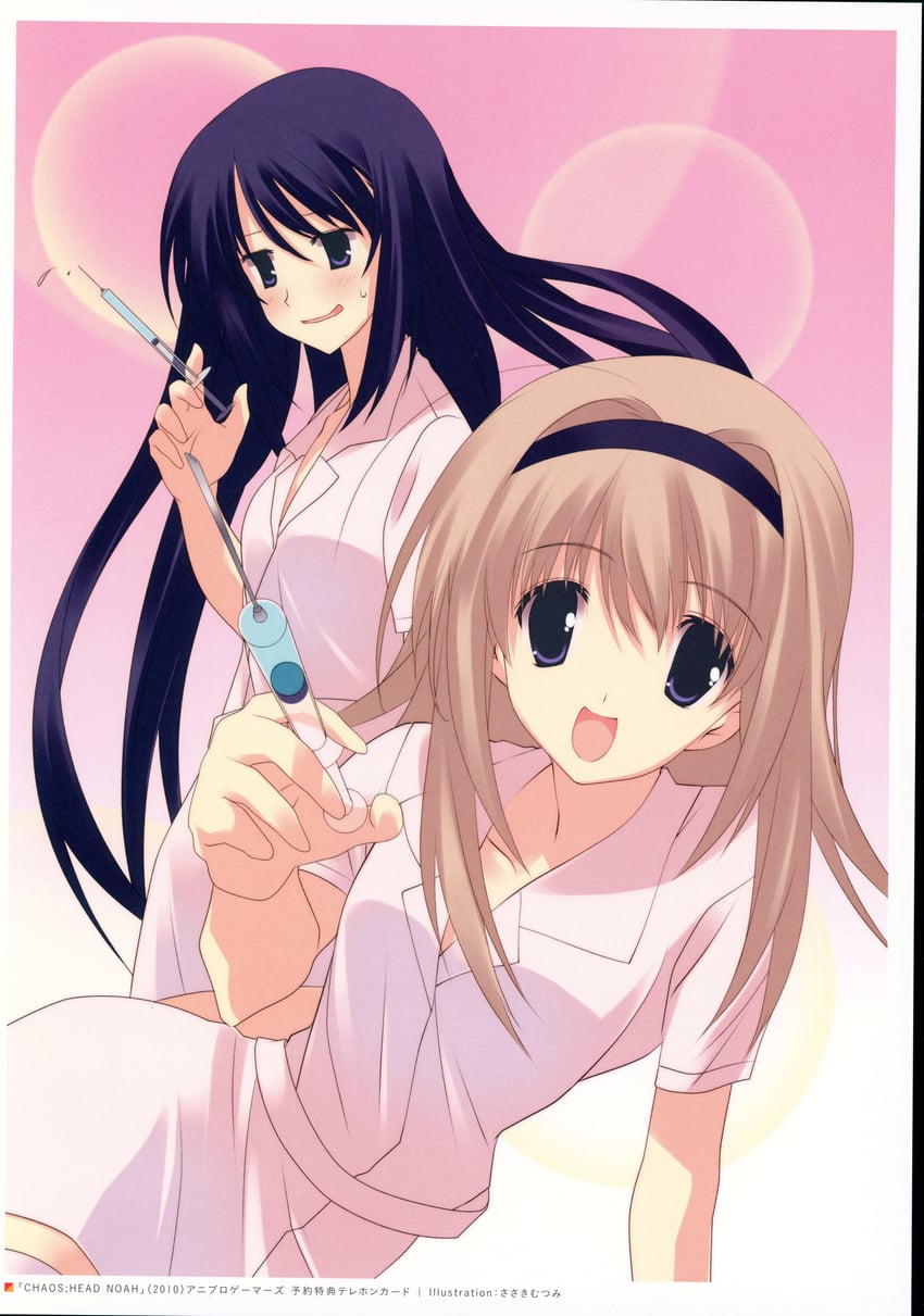 nishijou nanami and aoi sena (chaos;head) drawn by sasaki_mutsumi