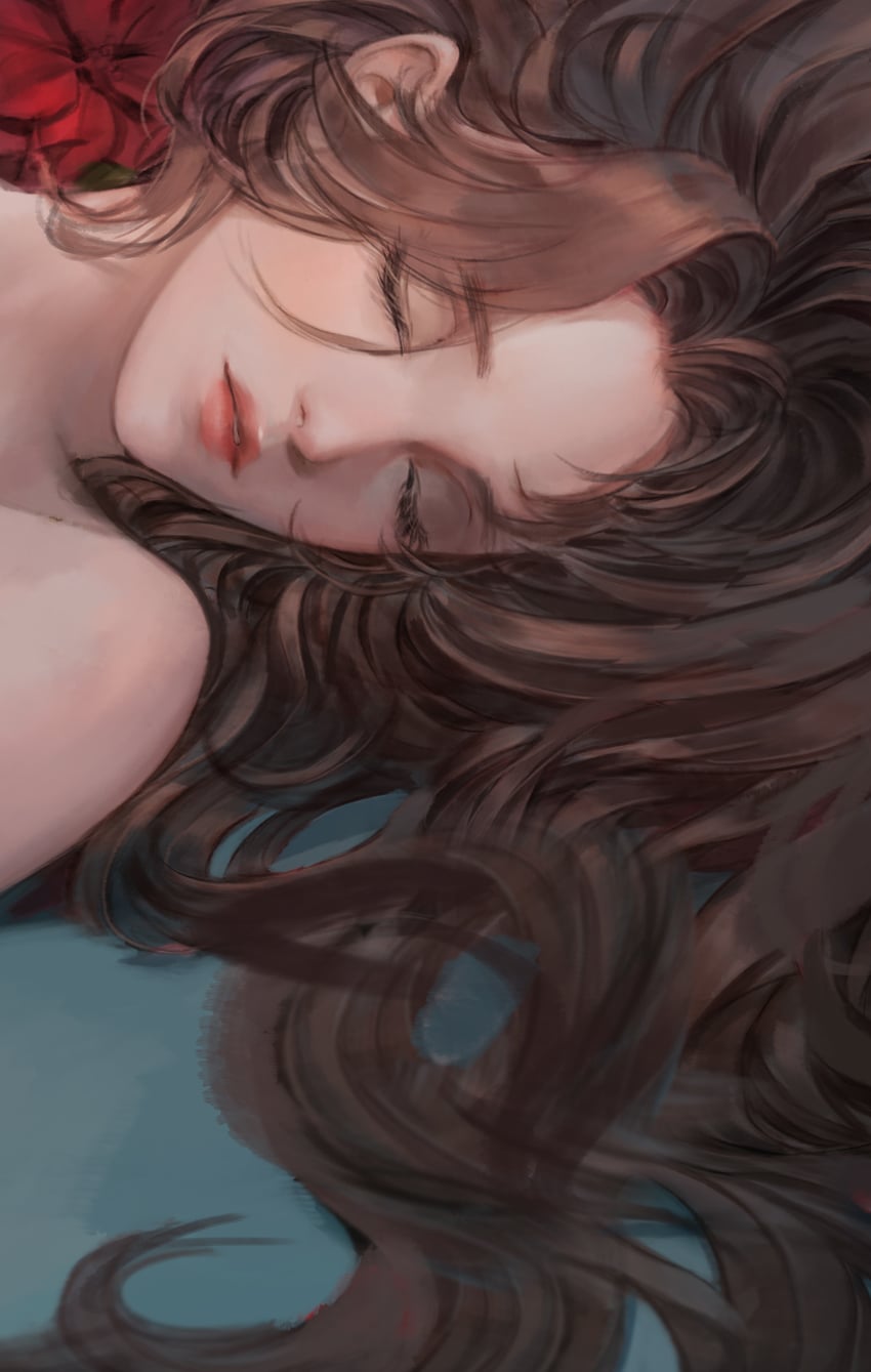 aerith gainsborough (final fantasy and 2 more) drawn by srasa