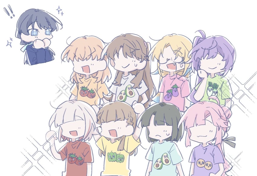 hinoshita kaho, fujishima megumi, otomune kozue, murano sayaka, yugiri tsuzuri, and 5 more (love live! and 1 more) drawn by hoshiji