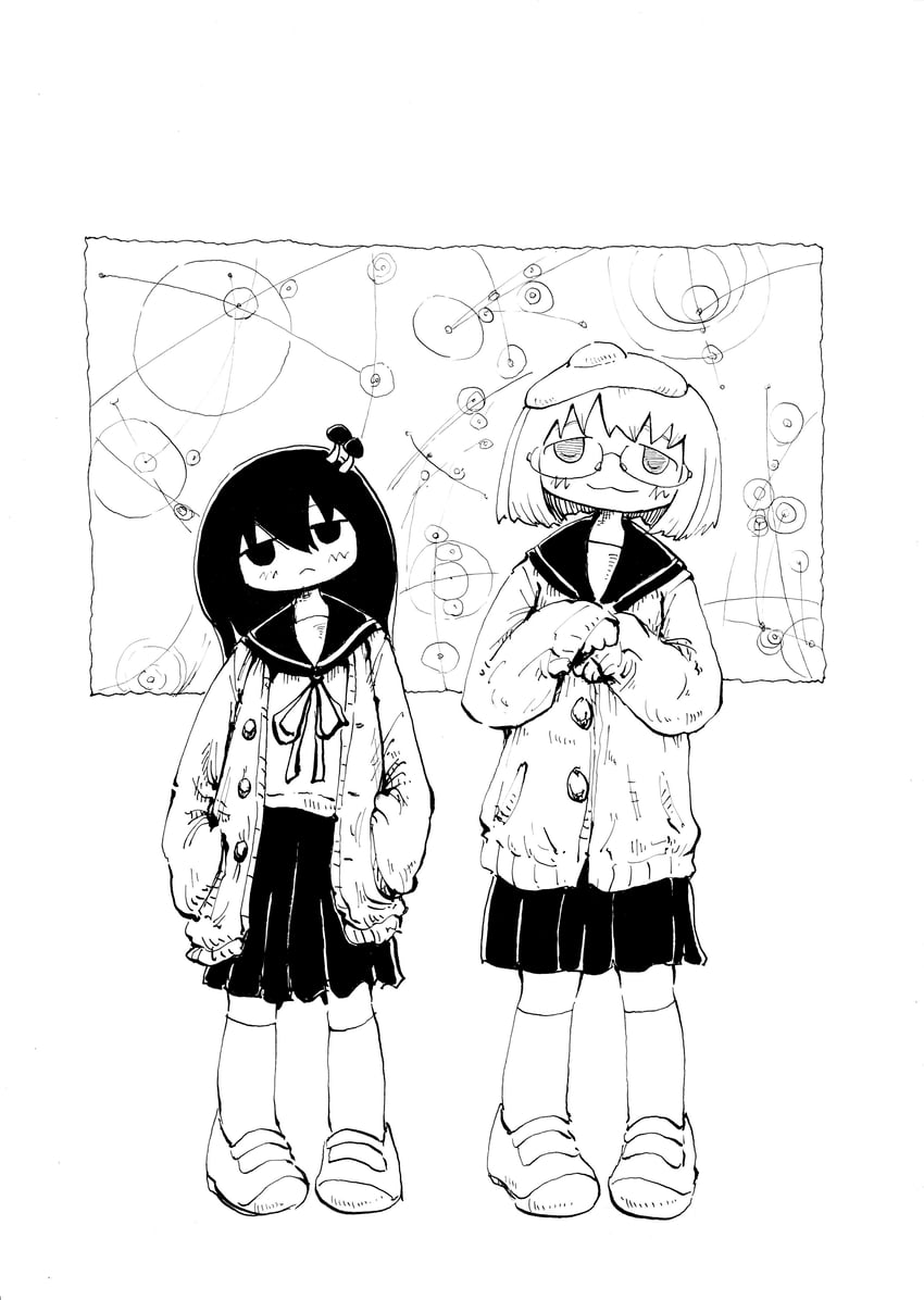 tsukishima shijima and yamashita majime (shimeji simulation) drawn by mochihama