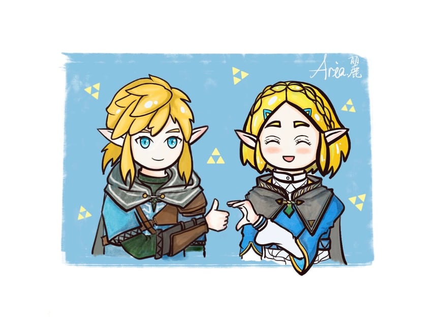 link and princess zelda (the legend of zelda and 1 more) drawn by kagomecold