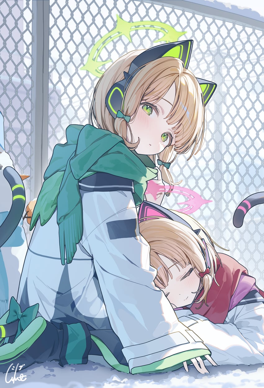momoi and midori (blue archive) drawn by ningen_mame