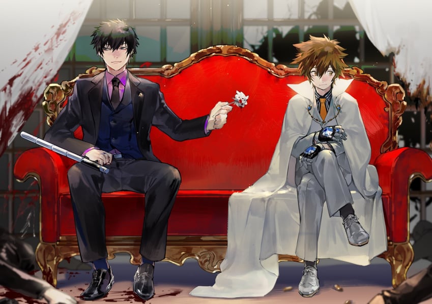 sawada tsunayoshi and hibari kyouya (katekyo hitman reborn!) drawn by bokyo