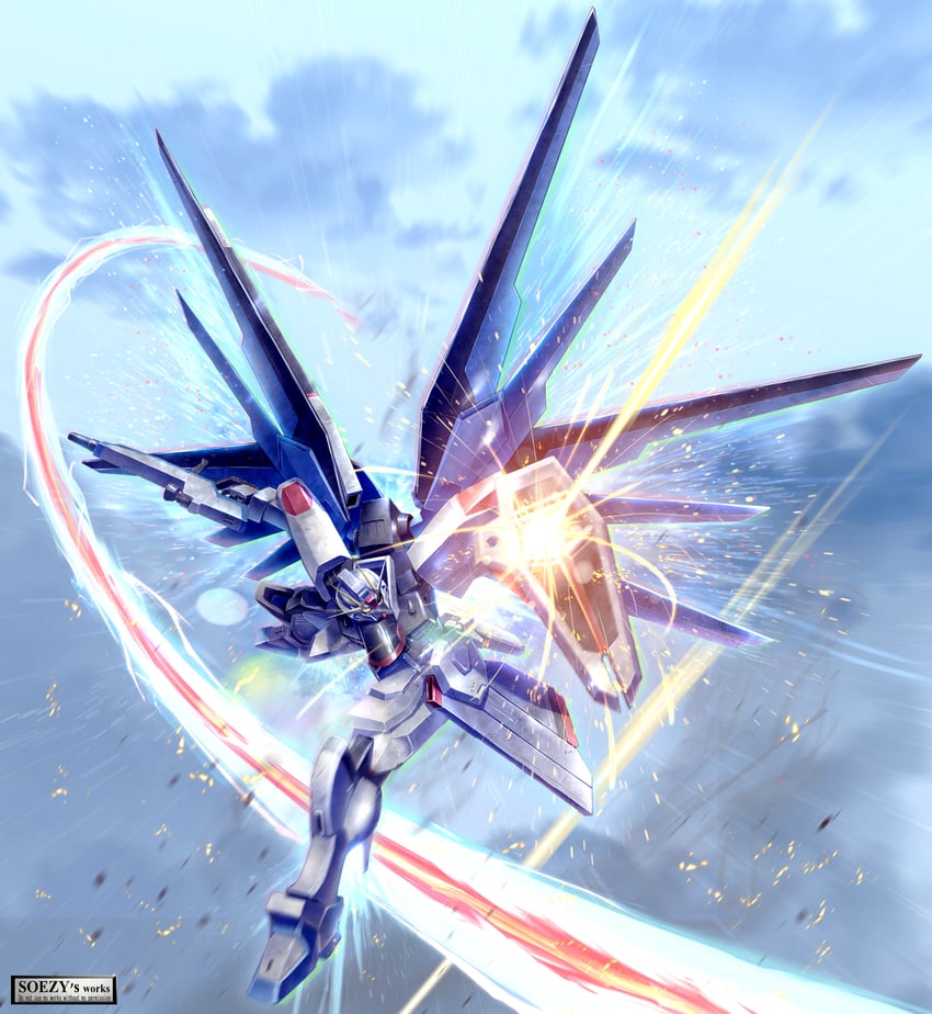 freedom gundam (gundam and 1 more) drawn by soezy