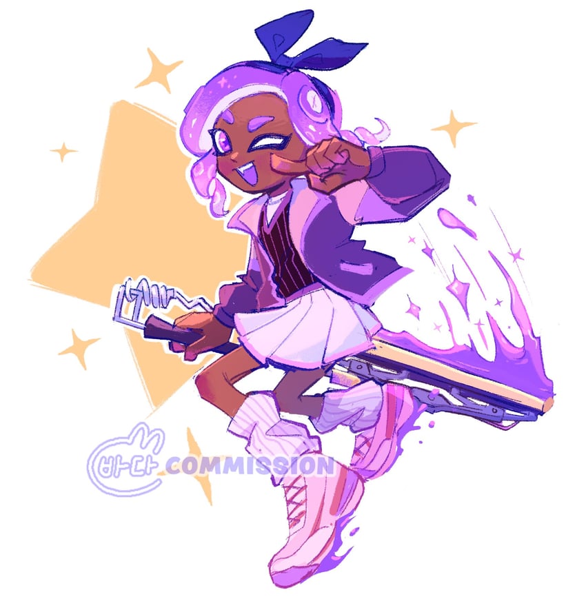octoling player character and octoling girl (splatoon and 1 more) drawn by tokkibada