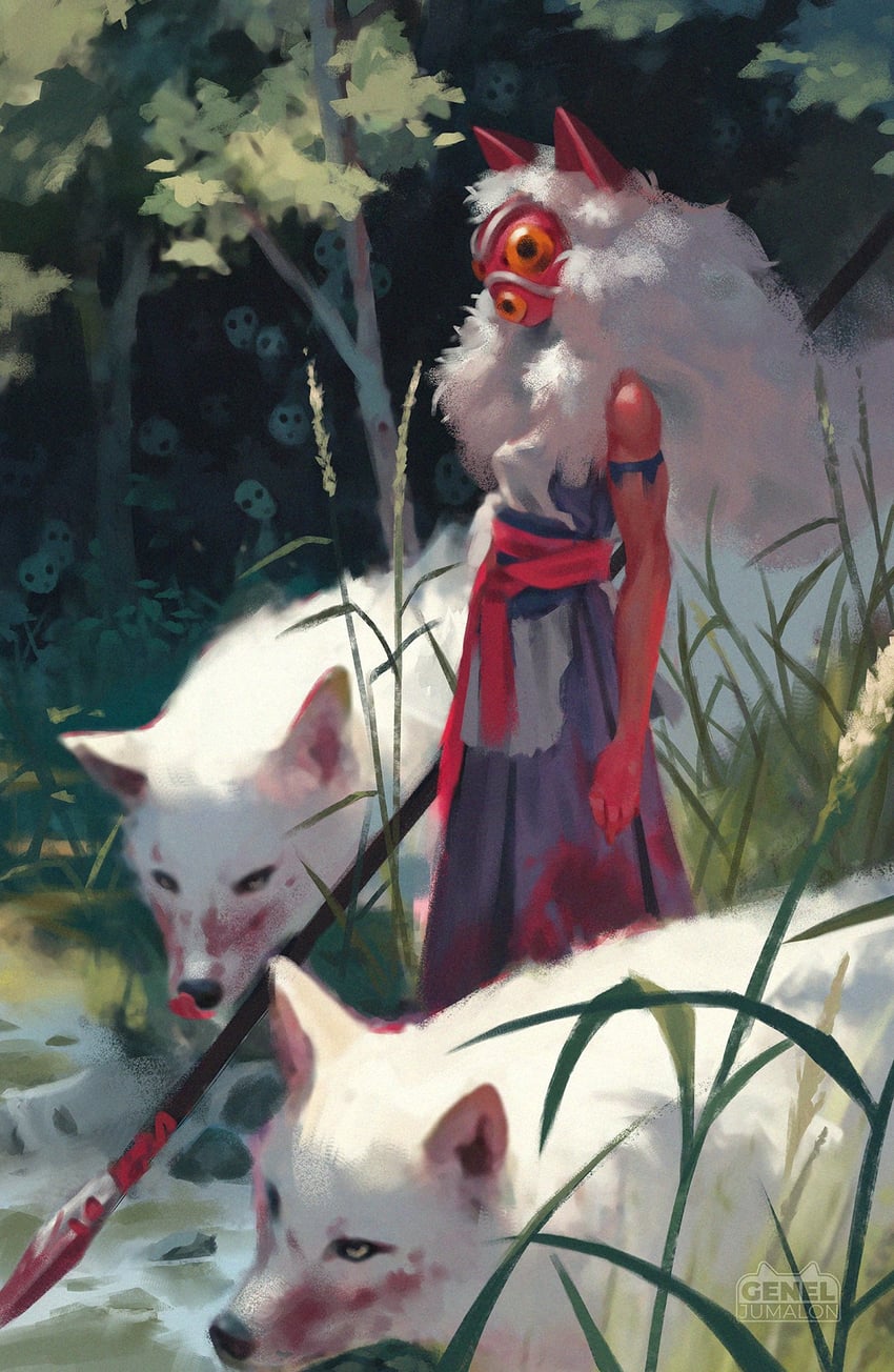 san and moro (mononoke hime) drawn by genel_jumalon
