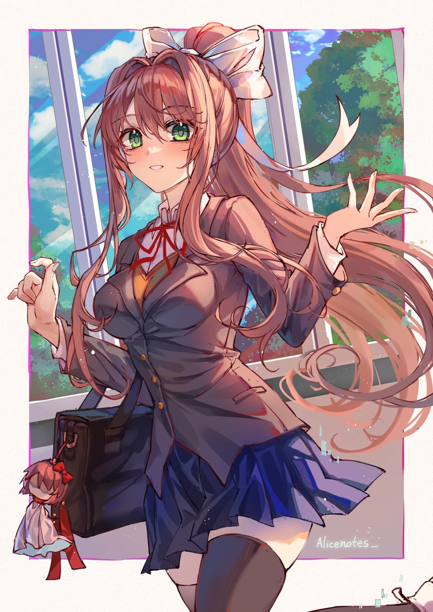 monika and sayori (doki doki literature club) drawn by lixiang_guo_alice